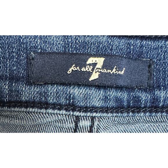 7 For All Mankind raw hem two tone ankle jeans mid-rise stretch denim size 31 - Picture 4 of 4